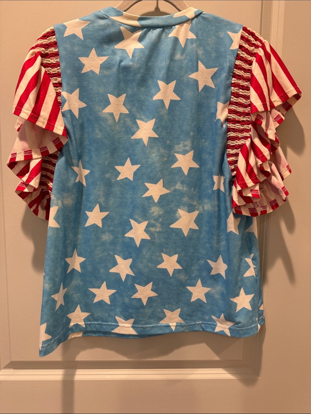 Blue Star & Red Stripe Ruffle Sleeve Top - Picture 2 of 3